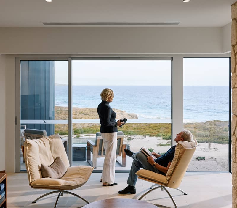 A couple at Southern Oceans Lodge on Kangaroo Island in South Australia