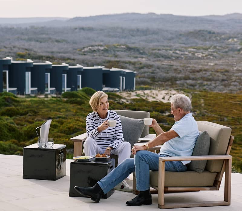 A couple at Southern Oceans Lodge on Kangaroo Island in South Australia