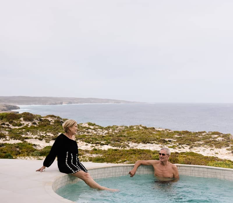 A couple at Southern Oceans Lodge on Kangaroo Island in South Australia