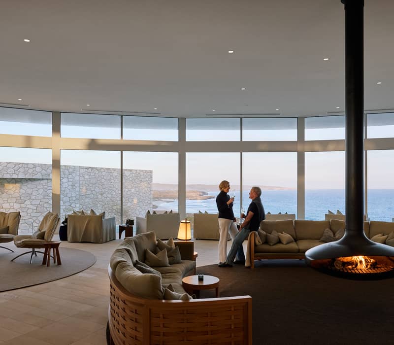 A couple at Southern Oceans Lodge on Kangaroo Island in South Australia