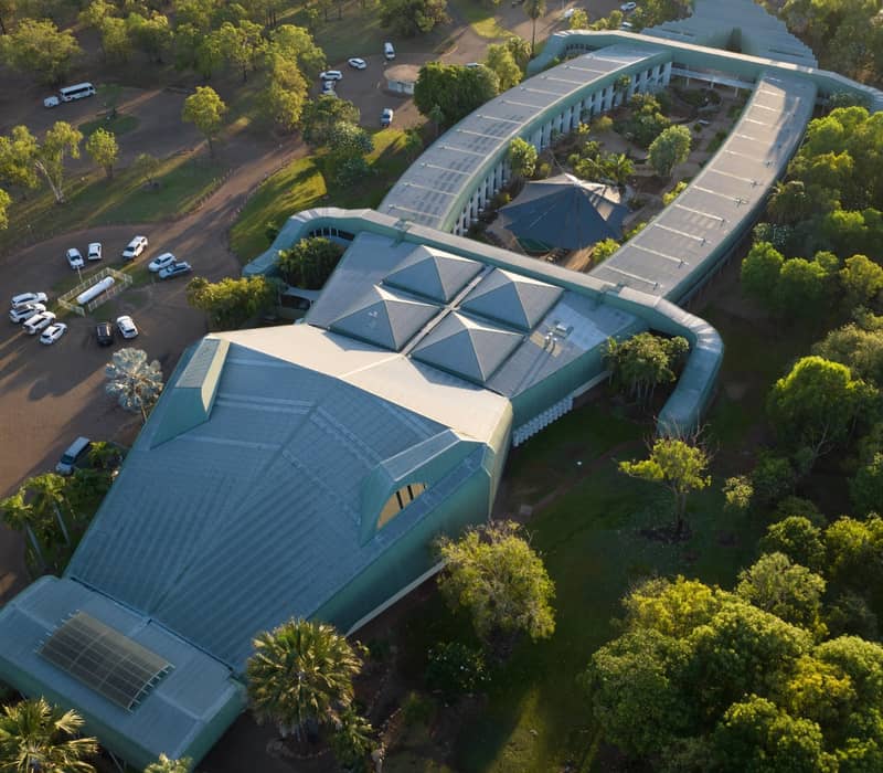 well-appointed superior room at the Mercure Kakadu Crocodile Hotel, featuring Indigenous-inspired art and modern outback comforts in the heart of Kakadu National Park.