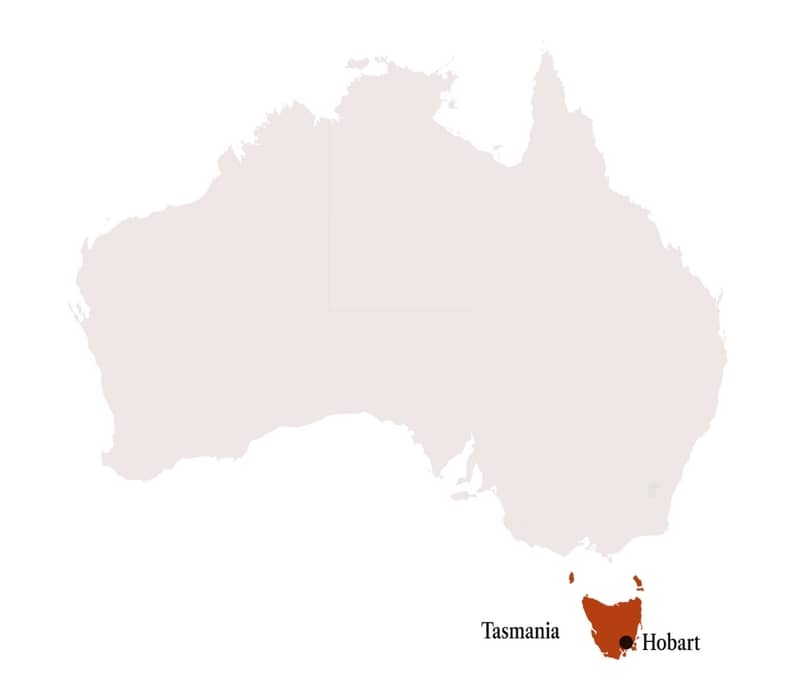 Map of Australia and Tasmania with Names 