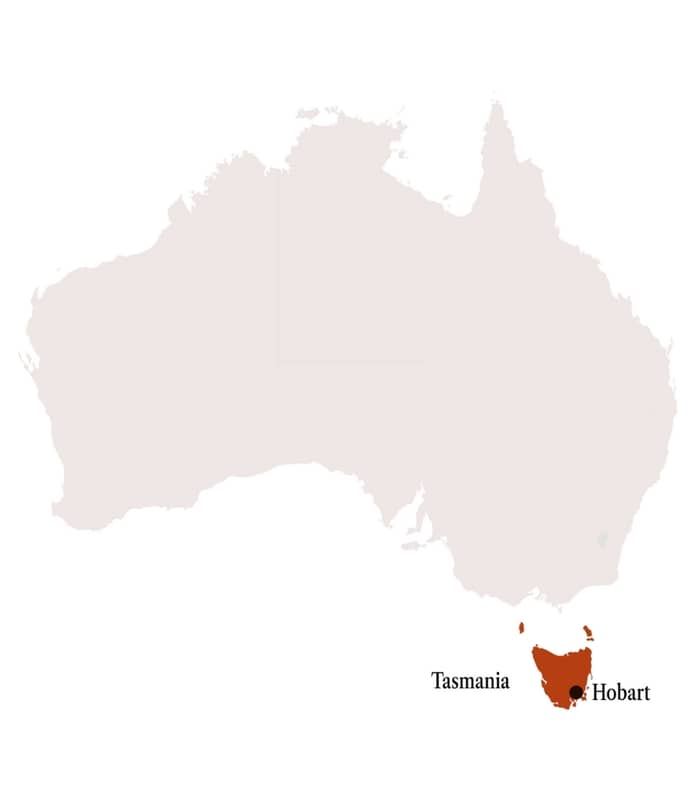 Map of Australia and Tasmania with Names 