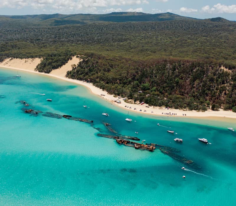Tangalooma Wrecks at Moreton Bay Beach in Brisbane 